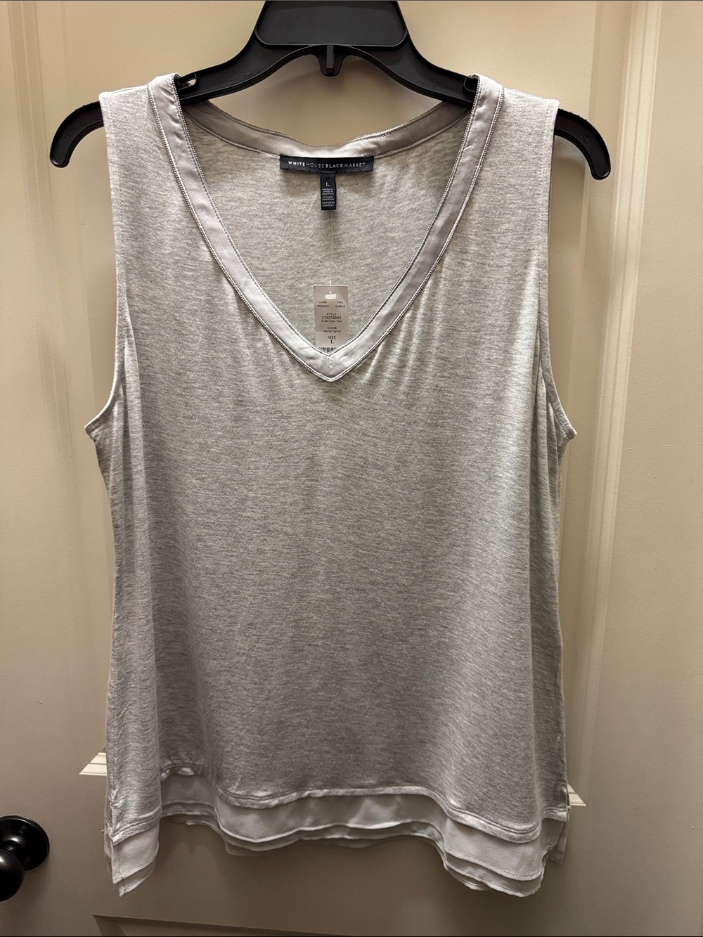White House Black Market Light Gray V-Neck Layered Tank
